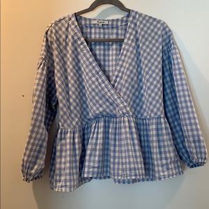 Madewell Gungham Peplum Top